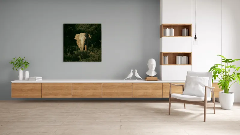 Tablou Canvas, "Elefant singuratic în pădurea deasă", 100 x 100 cm – poza 8