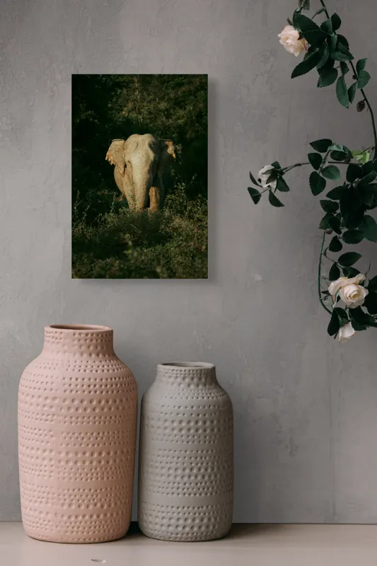 Tablou Canvas, "Elefant singuratic în pădurea deasă", 26 x 39 cm – poza 6