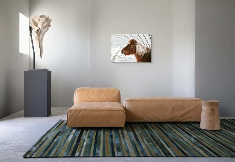 Tablou Canvas, "Ponei visând la iarnă albă", Cal, Zăpadă, Copac, Iarnă, Coamă, Blană, Natură, Frig, Peisaj, Tandrețe, 70 x 50 cm – poza 8