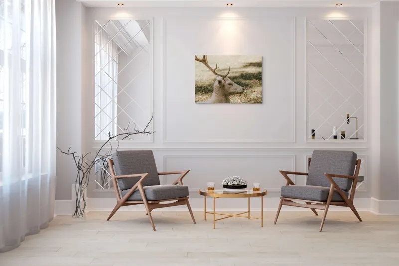 Tablou Canvas, "Cerbul alb în lumina toamnei", 100 x 70 cm – poza 5
