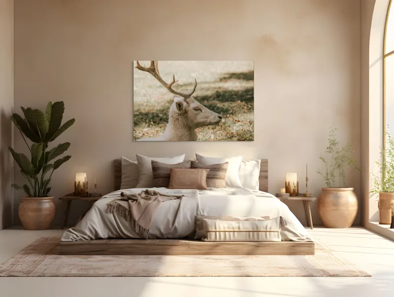 Tablou Canvas, "Cerbul alb în lumina toamnei", 150 x 100 cm – poza 4
