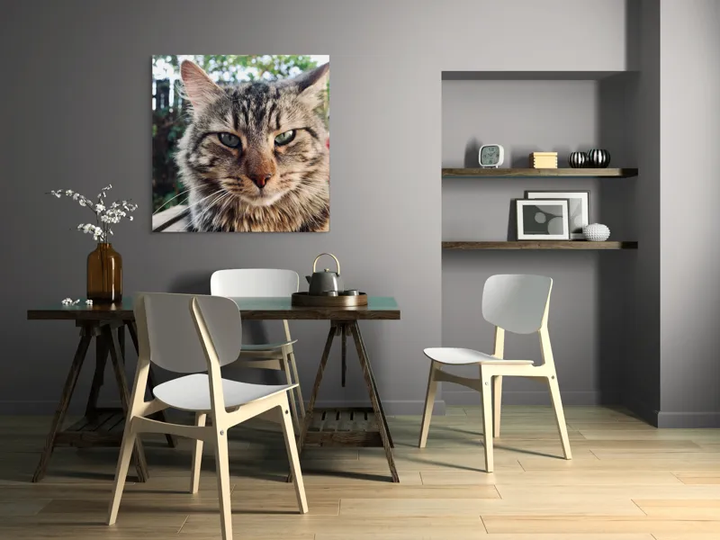 Tablou Canvas, "Pisica gânditoare în grădina de vară", 100 x 100 cm – poza 6