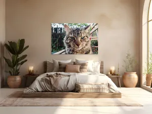 Tablou Canvas, "Pisica gânditoare în grădina de vară", 150 x 100 cm – poza 4
