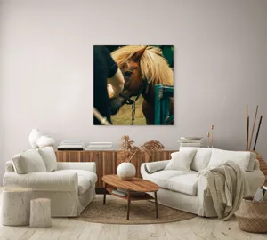 Tablou Canvas, "Întâlnire blândă cu un ponei brun", 100 x 100 cm – poza 3