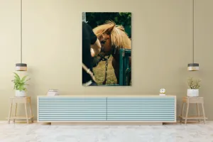 Tablou Canvas, "Întâlnire blândă cu un ponei brun", 100 x 150 cm – poza 4