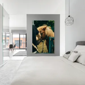 Tablou Canvas, "Întâlnire blândă cu un ponei brun", 100 x 150 cm – poza 5