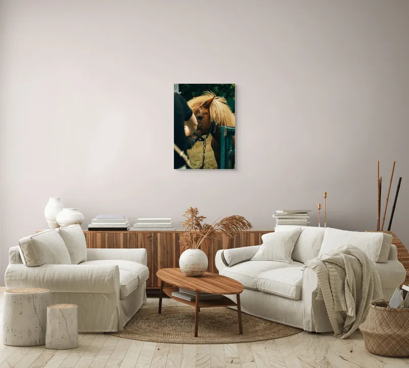 Tablou Canvas, "Întâlnire blândă cu un ponei brun", 50 x 70 cm – poza 4