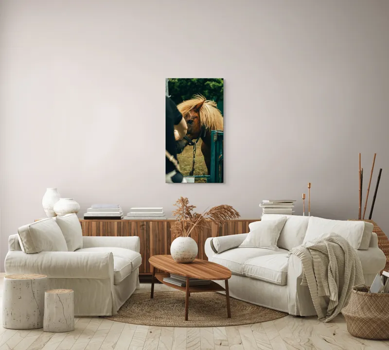 Tablou Canvas, "Întâlnire blândă cu un ponei brun", 50 x 90 cm – poza 7