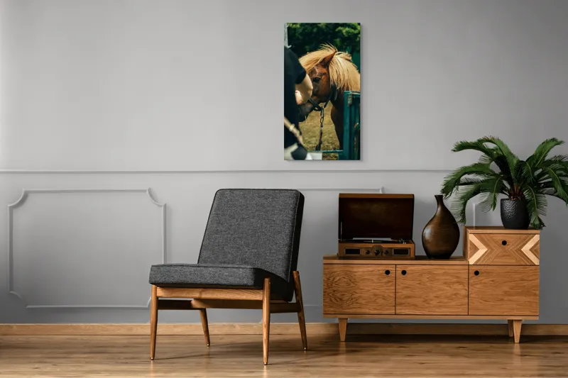 Tablou Canvas, "Întâlnire blândă cu un ponei brun", 50 x 90 cm – poza 8