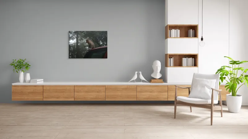 Tablou Canvas, "Maimuța contemplativă în pădurea cețoasă", 100 x 70 cm – poza 6