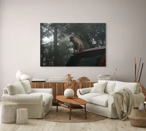 Tablou Canvas, "Maimuța contemplativă în pădurea cețoasă", 150 x 100 cm – poza 3