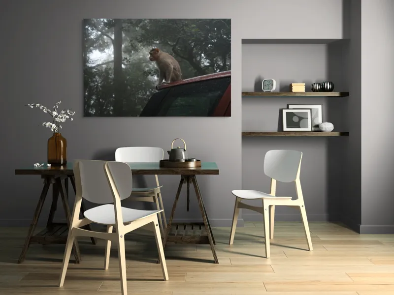 Tablou Canvas, "Maimuța contemplativă în pădurea cețoasă", 150 x 100 cm – poza 5