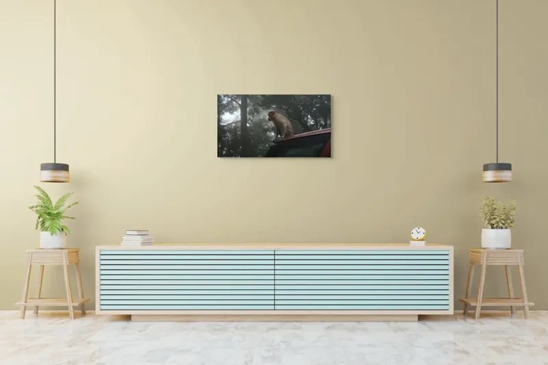 Tablou Canvas, "Maimuța contemplativă în pădurea cețoasă", 90 x 50 cm – poza 5