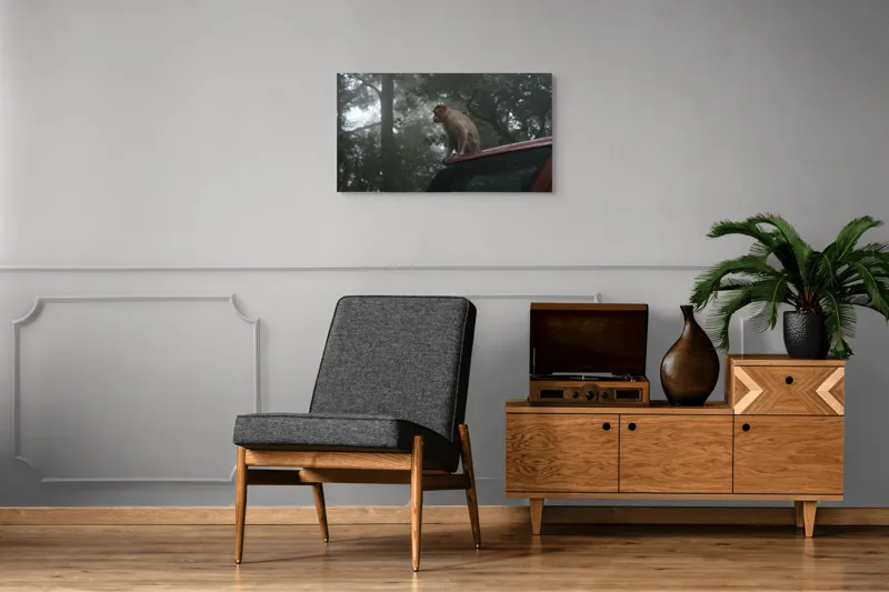 Tablou Canvas, "Maimuța contemplativă în pădurea cețoasă", 90 x 50 cm – poza 6