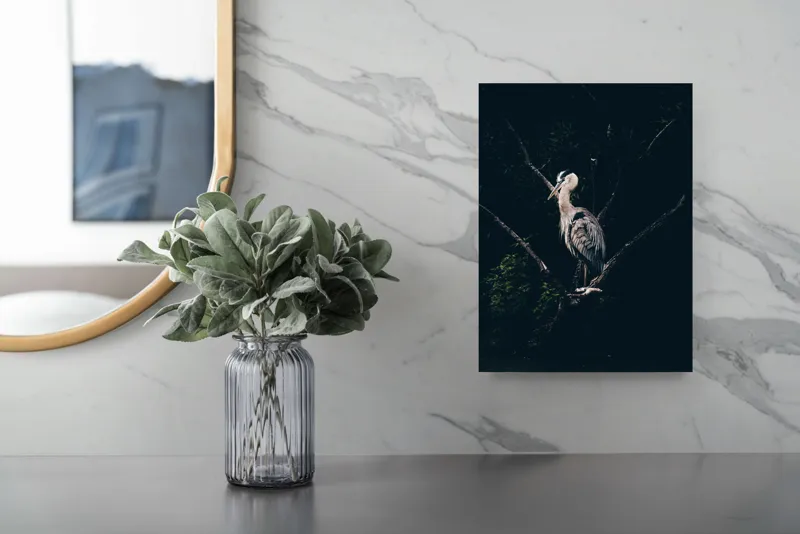 Tablou Canvas, "Egreta singuratică la apusul zilei", 26 x 39 cm – poza 4