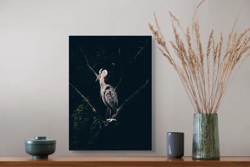Tablou Canvas, "Egreta singuratică la apusul zilei", 39 x 54 cm – poza 3