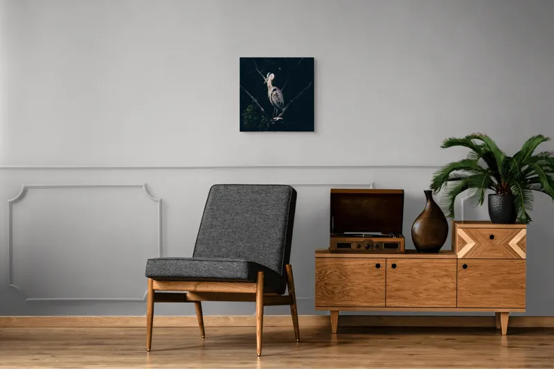 Tablou Canvas, "Egreta singuratică la apusul zilei", 50 x 50 cm – poza 6