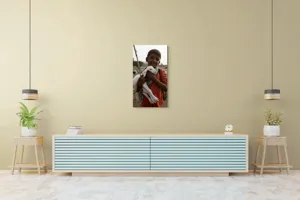 Tablou Canvas, "Băiatul și iedul alb îmbrățișați", 50 x 90 cm – poza 6
