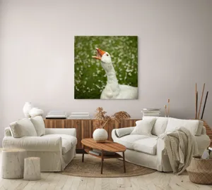 Tablou Canvas, "Gâsca cântă în grădina înflorită", 100 x 100 cm – poza 3
