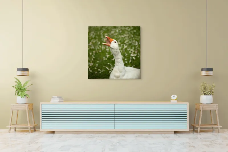 Tablou Canvas, "Gâsca cântă în grădina înflorită", 100 x 100 cm – poza 5