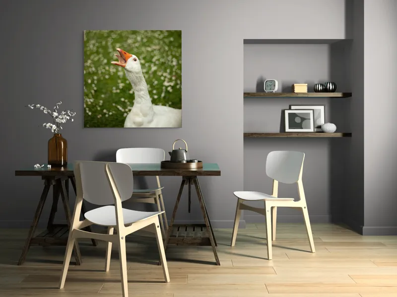 Tablou Canvas, "Gâsca cântă în grădina înflorită", 100 x 100 cm – poza 6
