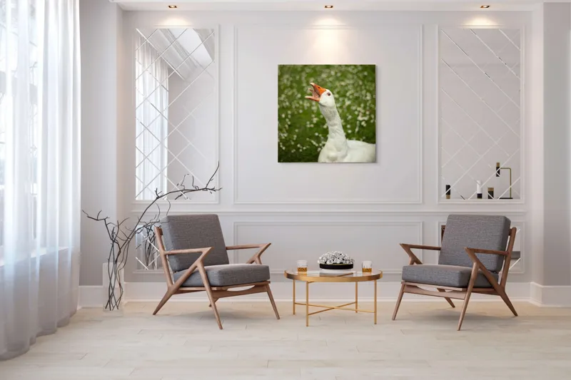 Tablou Canvas, "Gâsca cântă în grădina înflorită", 100 x 100 cm – poza 7