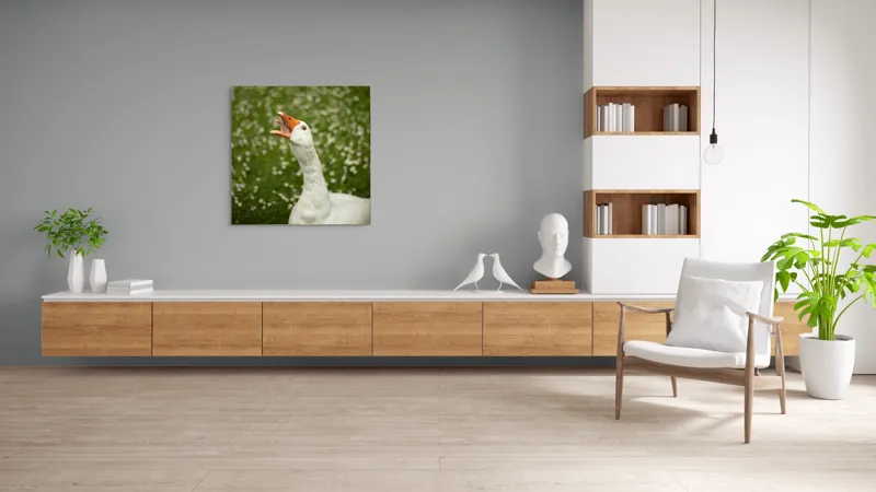 Tablou Canvas, "Gâsca cântă în grădina înflorită", 100 x 100 cm – poza 8