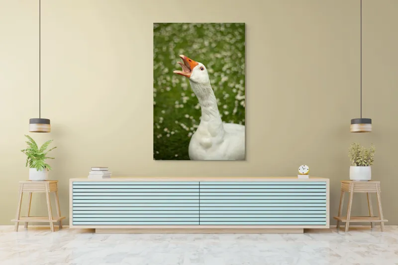 Tablou Canvas, "Gâsca cântă în grădina înflorită", 100 x 150 cm – poza 4