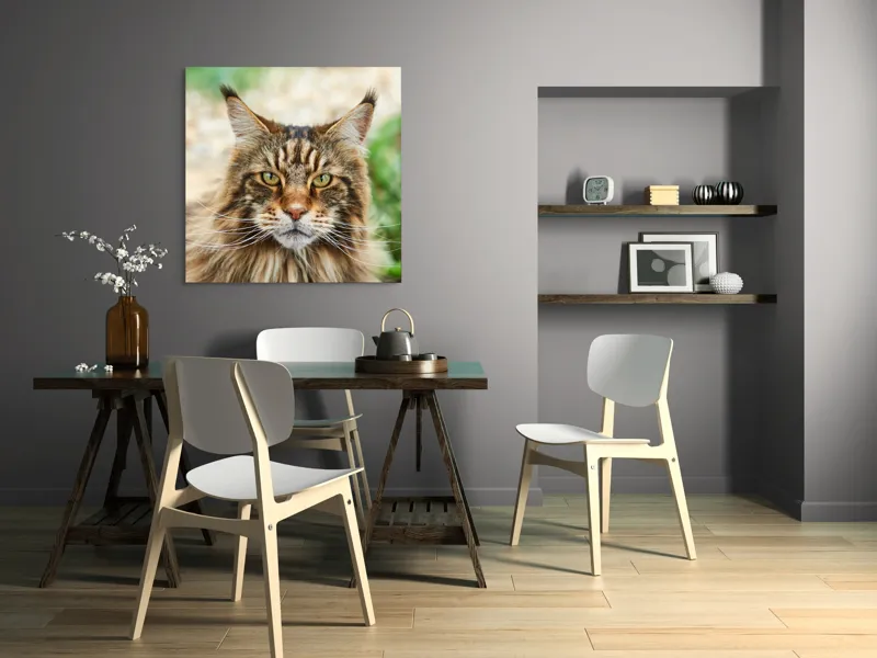 Tablou Canvas, "Pisică regală între fire verzi", 100 x 100 cm – poza 6