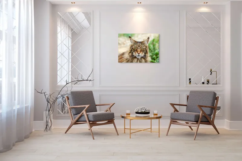 Tablou Canvas, "Pisică regală între fire verzi", 100 x 70 cm – poza 5