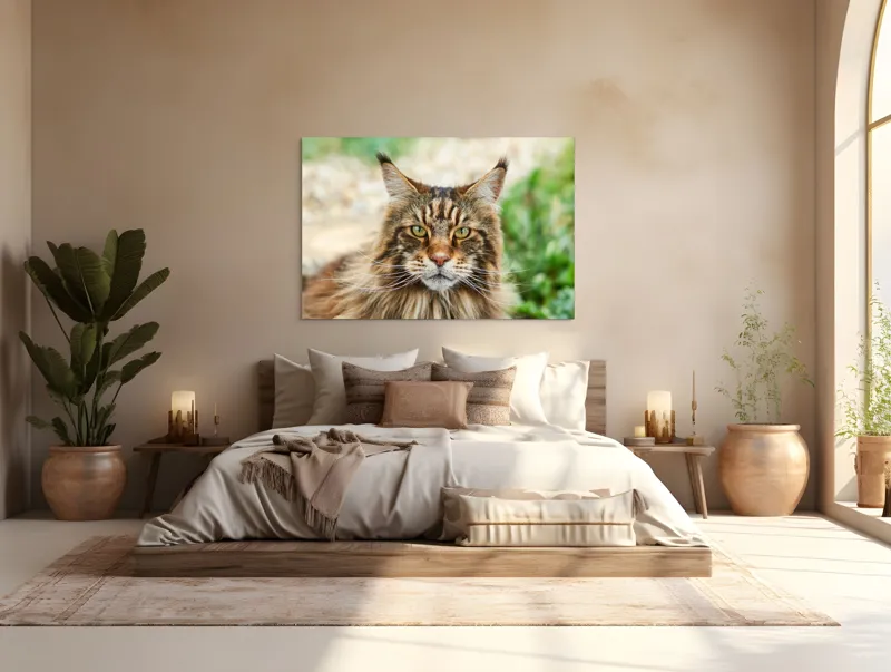 Tablou Canvas, "Pisică regală între fire verzi", 150 x 100 cm – poza 4