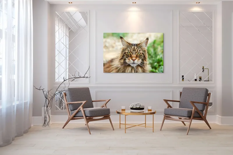 Tablou Canvas, "Pisică regală între fire verzi", 150 x 100 cm – poza 7