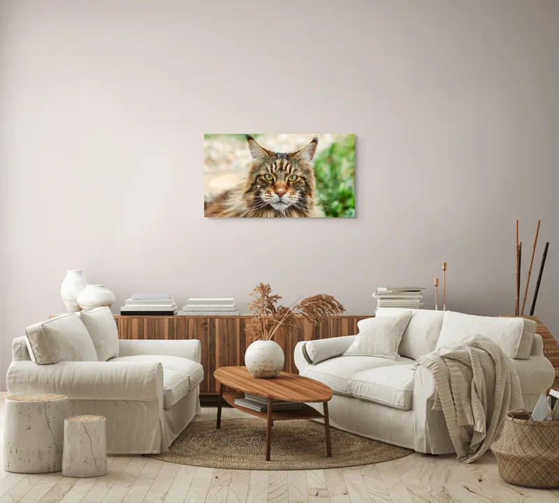 Tablou Canvas, "Pisică regală între fire verzi", 90 x 50 cm – poza 4