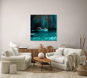 Tablou Canvas, "Urs polar în adâncuri albastre", 100 x 100 cm – poza 3