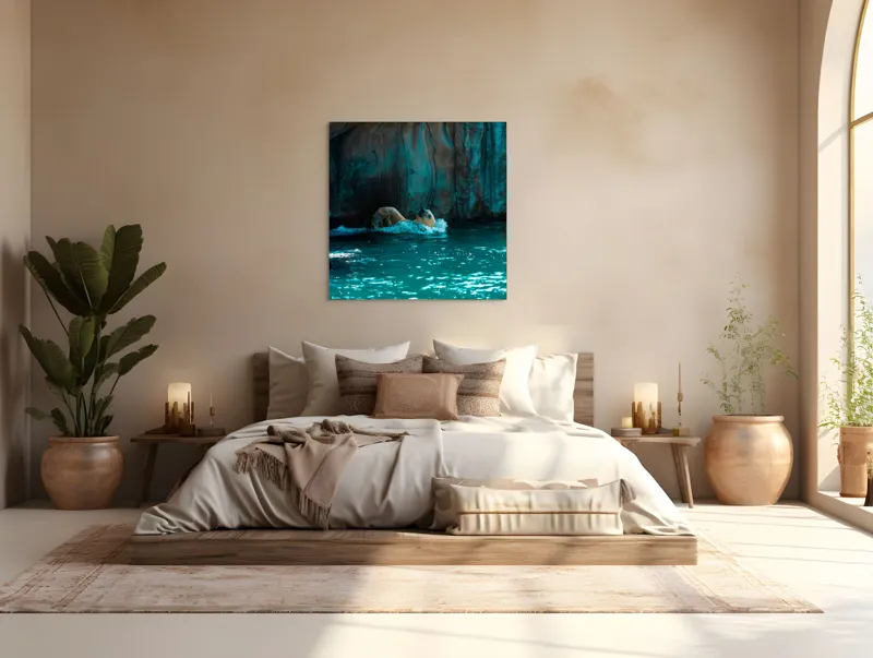 Tablou Canvas, "Urs polar în adâncuri albastre", 100 x 100 cm – poza 4