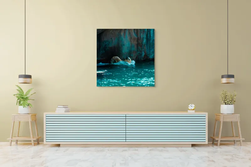 Tablou Canvas, "Urs polar în adâncuri albastre", 100 x 100 cm – poza 5
