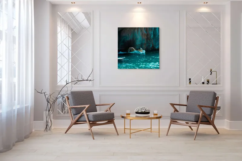 Tablou Canvas, "Urs polar în adâncuri albastre", 100 x 100 cm – poza 7