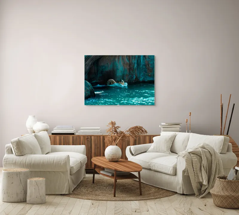Tablou Canvas, "Urs polar în adâncuri albastre", 100 x 70 cm – poza 3
