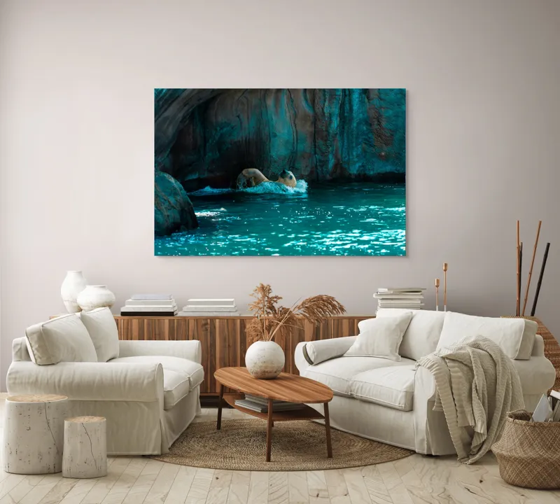 Tablou Canvas, "Urs polar în adâncuri albastre", 150 x 100 cm – poza 3