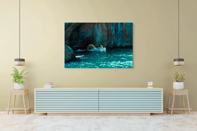Tablou Canvas, "Urs polar în adâncuri albastre", 150 x 100 cm – poza 6
