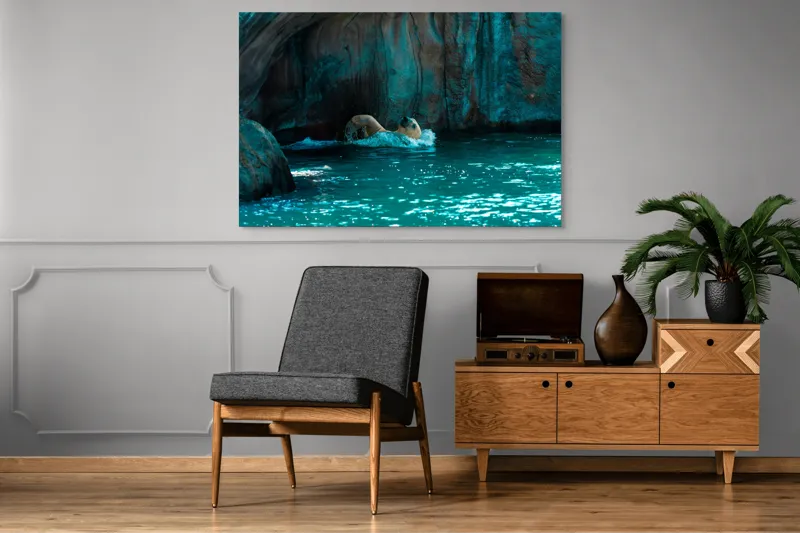 Tablou Canvas, "Urs polar în adâncuri albastre", 150 x 100 cm – poza 8