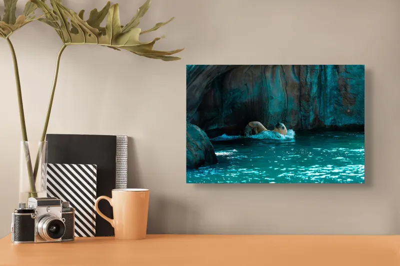 Tablou Canvas, "Urs polar în adâncuri albastre", 39 x 26 cm – poza 3