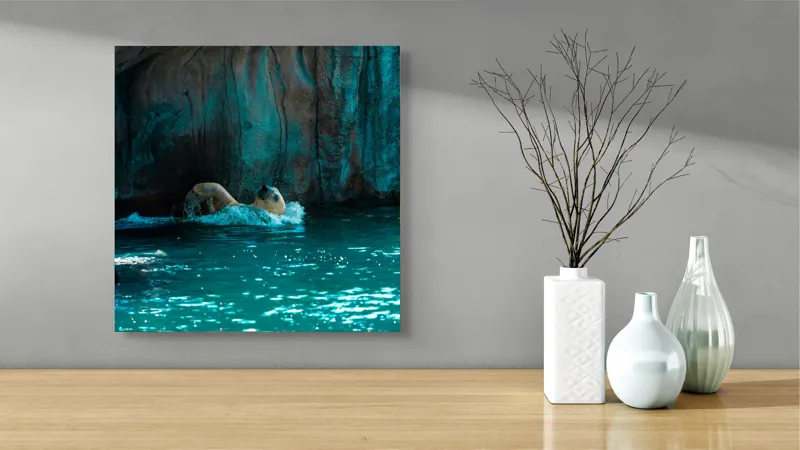 Tablou Canvas, "Urs polar în adâncuri albastre", 50 x 50 cm – poza 3