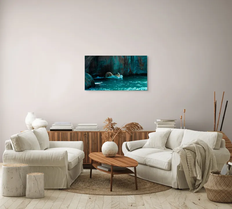 Tablou Canvas, "Urs polar în adâncuri albastre", 90 x 50 cm – poza 4