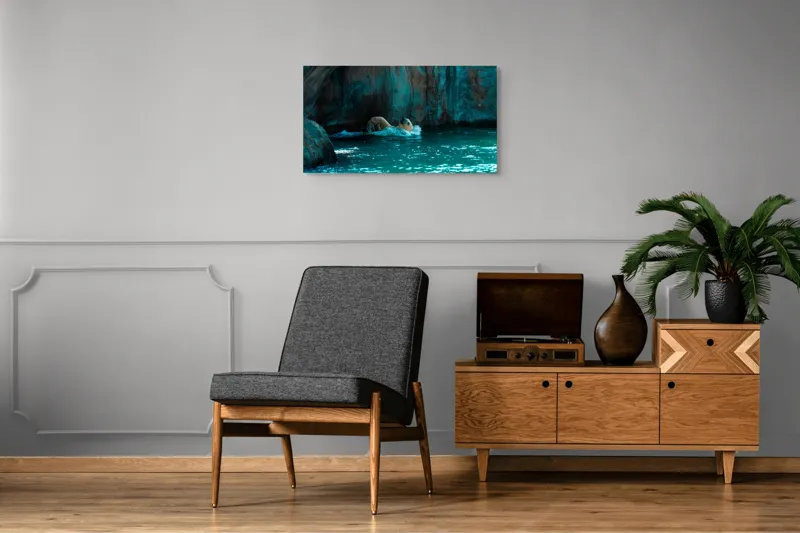 Tablou Canvas, "Urs polar în adâncuri albastre", 90 x 50 cm – poza 6