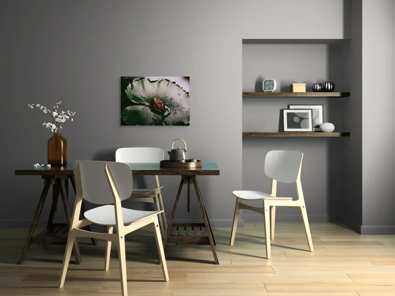 Tablou Canvas, "Broasca pe frunza de lotus verde", Broască, Lilioac, Apă, Frunze, Natură, 70 x 50 cm – poza 5