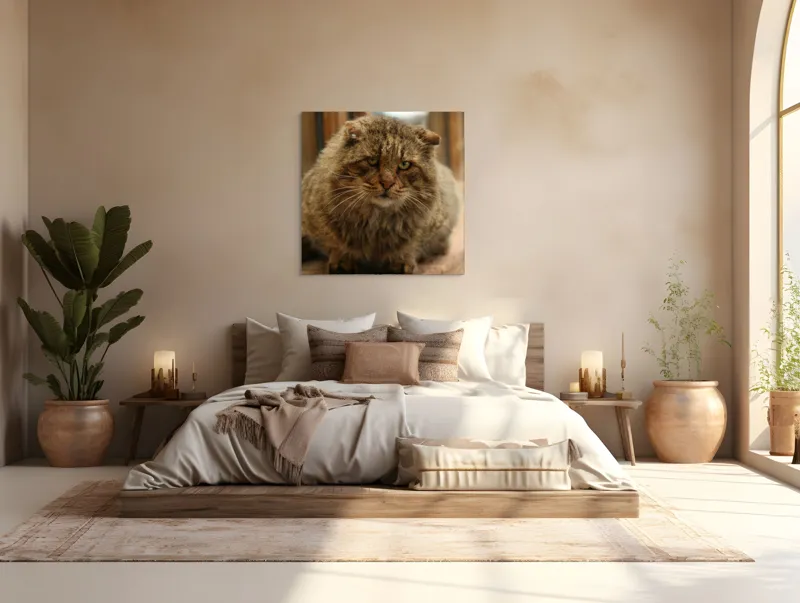 Tablou Canvas, "Pisica înțeleaptă la marginea ferestrei", 100 x 100 cm – poza 4