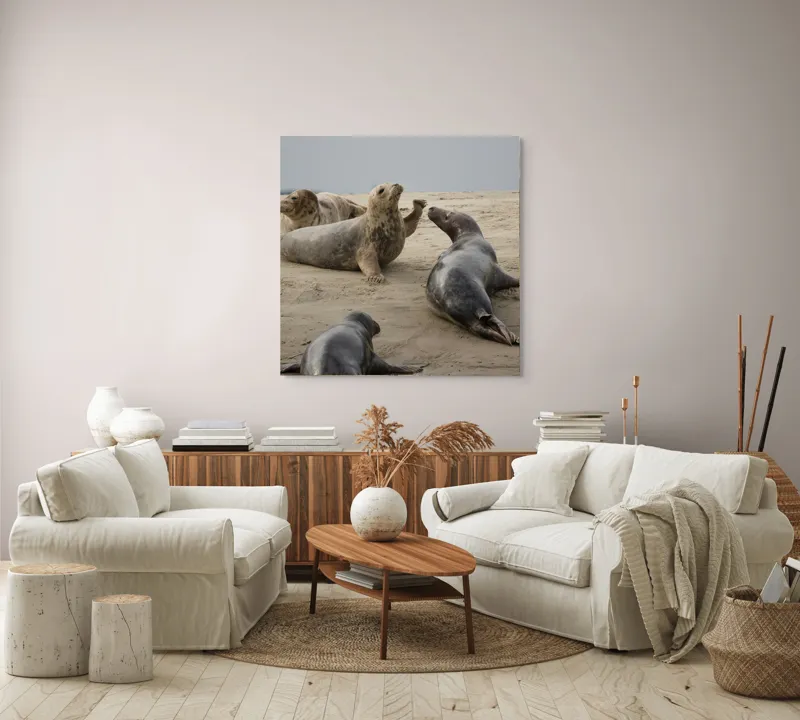 Tablou Canvas, "Foci relaxate pe plaja nisipoasă", 100 x 100 cm – poza 3