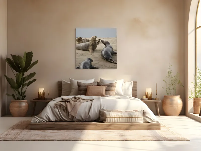 Tablou Canvas, "Foci relaxate pe plaja nisipoasă", 100 x 100 cm – poza 4
