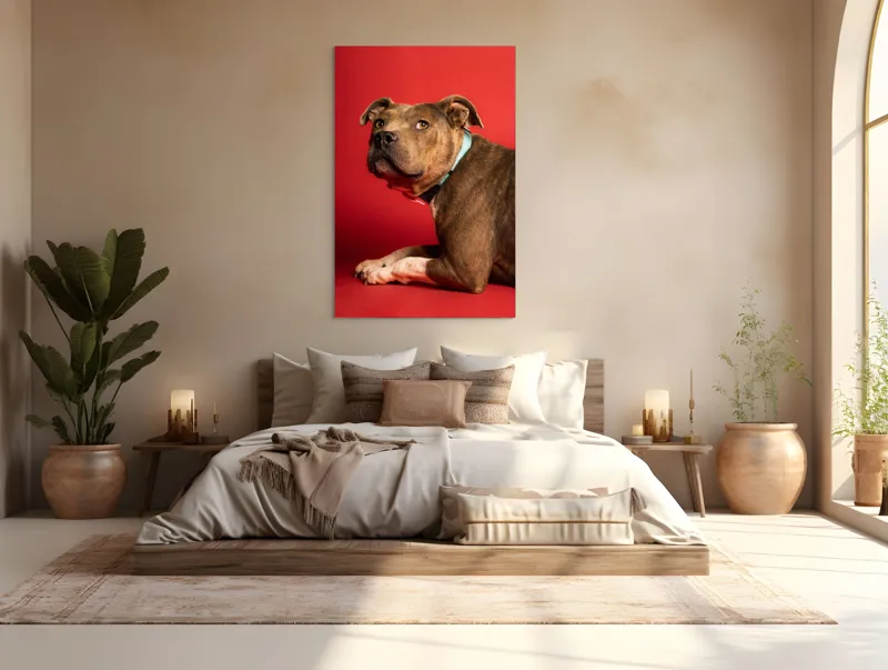 Tablou Canvas, Iepure, Verde, Blană, Roșu, Urechi, Privire, Liniște, 100 x 150 cm – poza 3